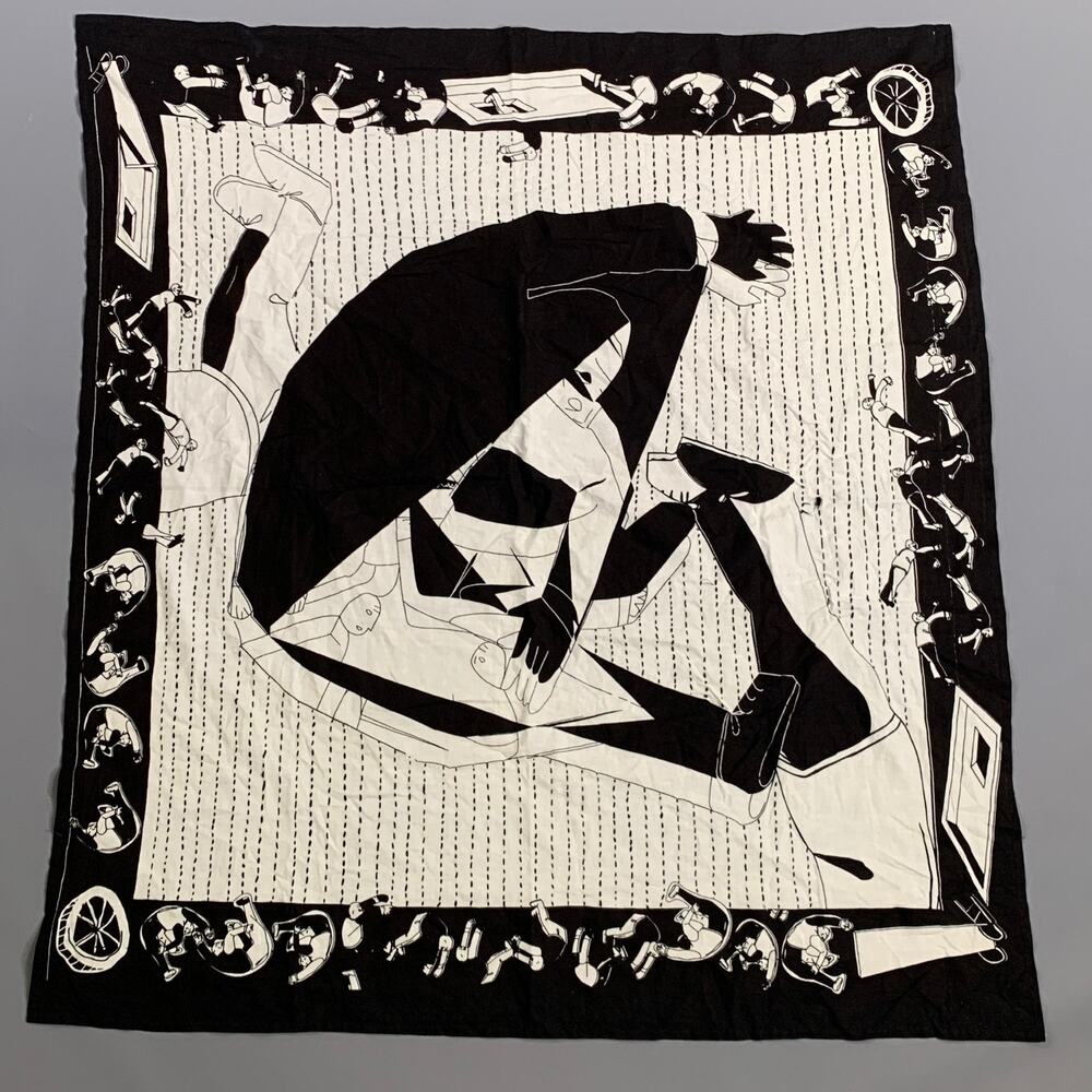 HENRIK VIBSKOV Black White Abstract Cotton Scarf